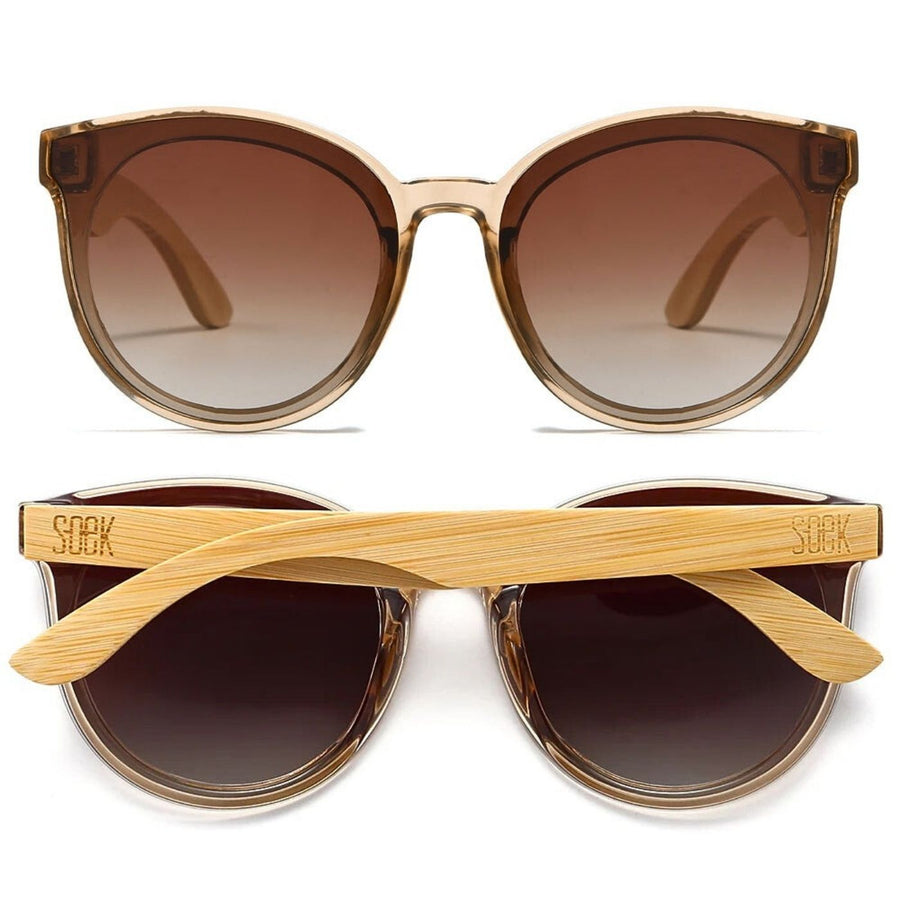 Sustainable Sunglasses - Bella Champagne with Brown Gradient Lens and Maple Arms. Stylish, sustainable eyewear that gives back — SOEK plants one tree for every pair sold. Look good, do good, and help reforest the planet with every purchase
