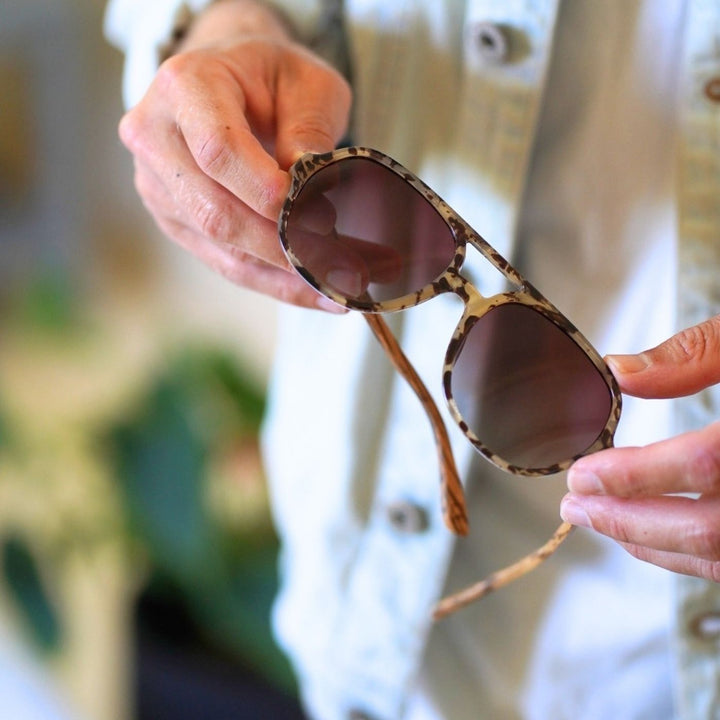 Sustainable Sunglasses - Billy Opal Tort. Stylish, sustainable eyewear that gives back — SOEK plants one tree for every pair sold. Look good, do good, and help reforest the planet with every purchase.