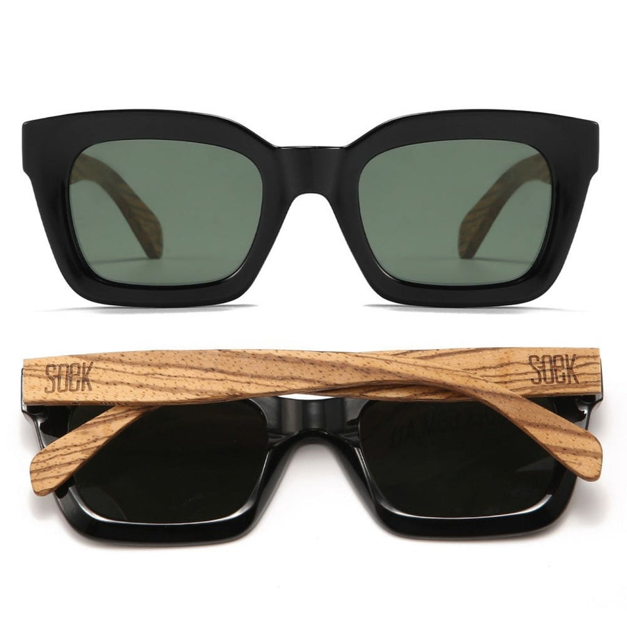 Sustainable Sunglasses - Zahra Midnight with Khaki Polarised Lens and Walnut Arms. Stylish, sustainable eyewear that gives back — SOEK plants one tree for every pair sold. Look good, do good, and help reforest the planet with every purchase
