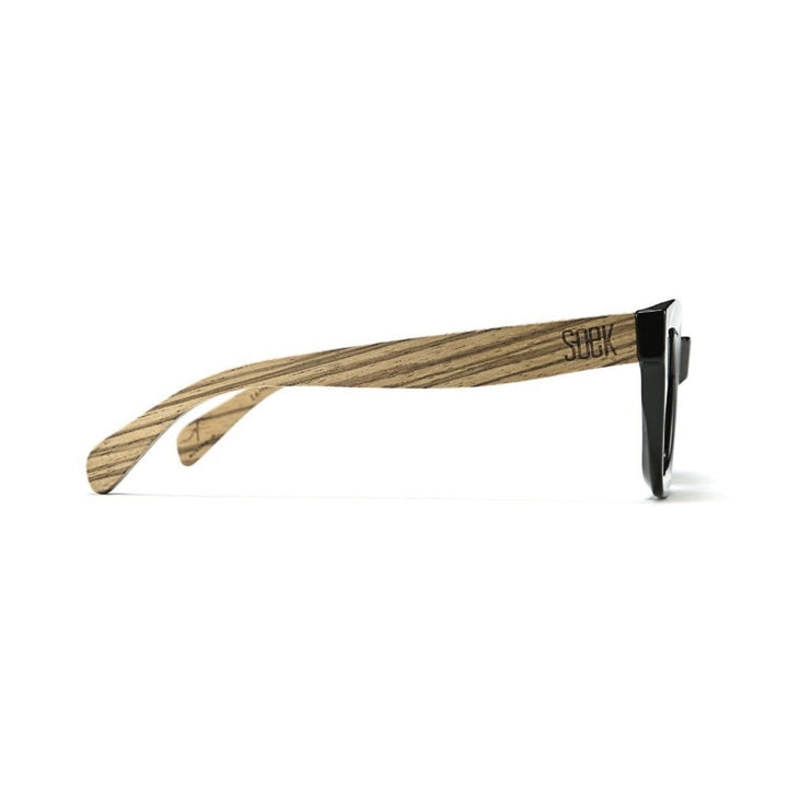 SOEK Sunglasses Zahra Midnight with Khaki Polarised Lens and Walnut Arms. Stylish, sustainable eyewear that gives back — SOEK plants one tree for every pair sold. Look good, do good, and help reforest the planet with every purchase.