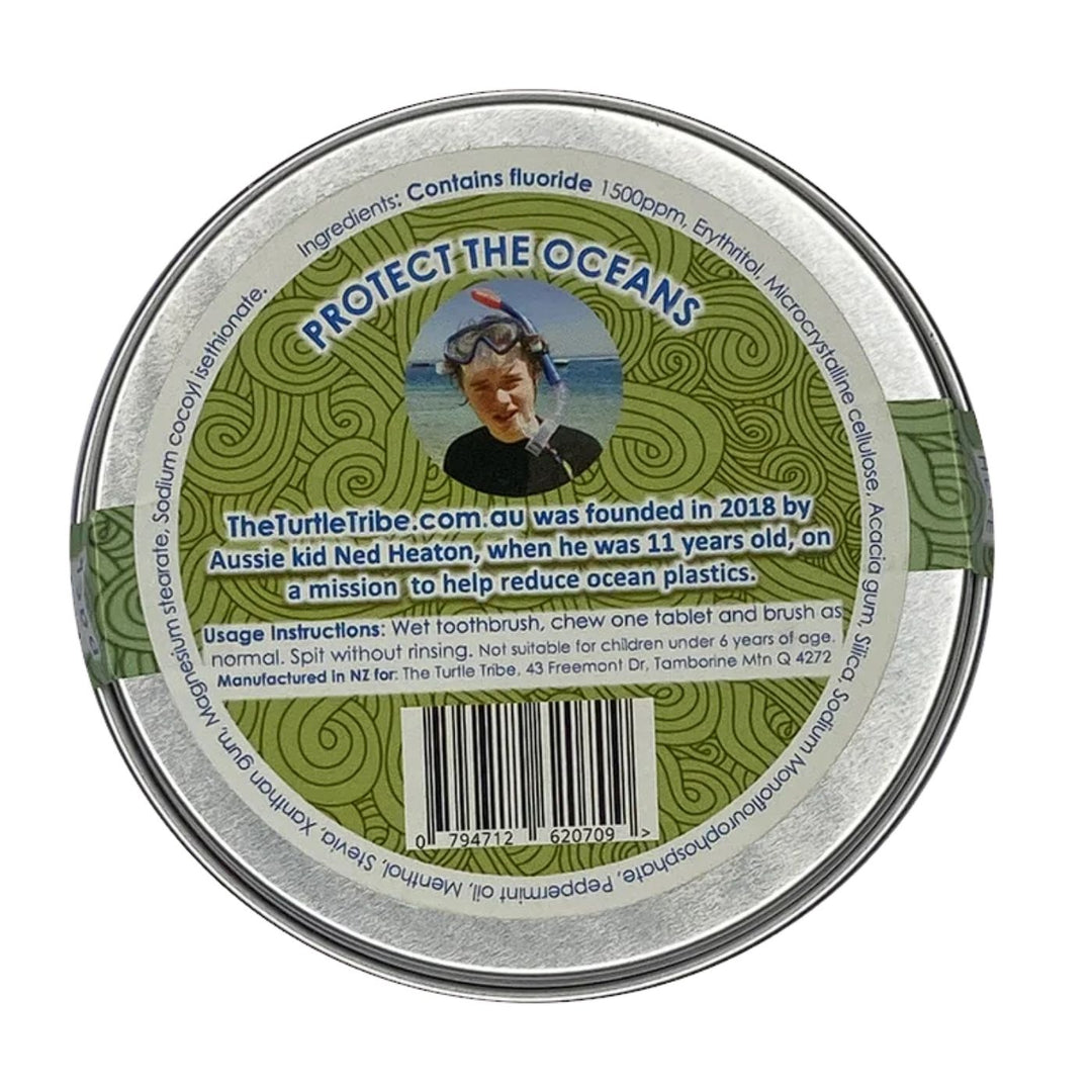 Finally, plastic-free toothpaste! Chew a tablet, brush as usual. Fresh, easy, and waste-free. Supports Ocean Crusaders’ mission to clean plastic from oceans.